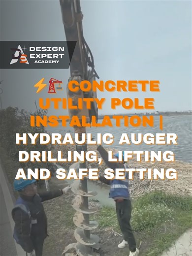 🚧⚡ Concrete utility pole installation involves vertical hole drilling with a hydraulic auger, controlled lifting, proper plumbing, and backfilling to ensure stability. 🏗️📍 Each step is critical to leave the pole aligned, secure, and ready for electrical line service. #concrete #lightpole #powerdistribution #civilengineering #heavyequipment #infrastructure #electricalconstruction