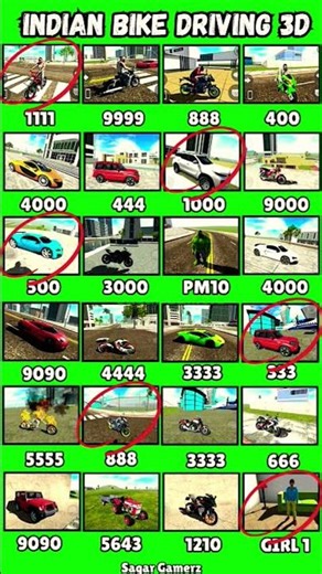 All 🤑 Real cheat code number Indian bike game driving 3D #viral #short