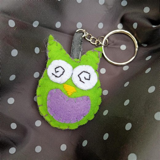 Tripping Owl Keychain Charm Hand Stitched Felt Spiral Cute Pendant Cartoon Furry Summer Vibes - Etsy