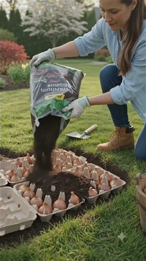 🌷 Transforming Egg Cartons into a Stunning Heart Shaped Tulip Garden ❤️ DIY Garden Makeover
