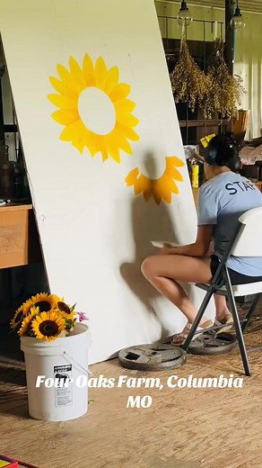 Working on some fun things for the Fall Kickoff at the farm in Columbia, MO! #missourifarm #fouroaksfarm #farmlife #upickfarm #thingstodo #agritourism #mizzou #columbiamo #sunflower