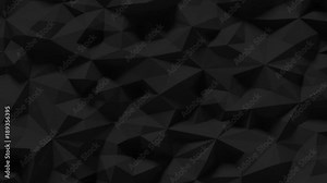 Abstract Polygonal Geometric Surface Loop 6B: dark clean soft parametric low poly motion background of shifting obscure shadowy dim black grey triangles. 4K UHD, FullHD, seamless loop.