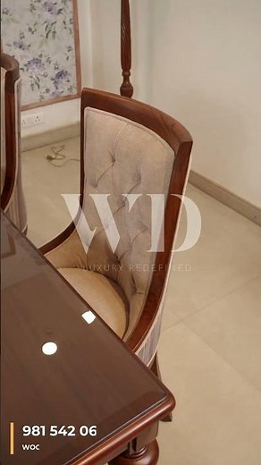 Elegant 6-Seater Dining Table with Upholstered Chairs | Modern Wooden Luxury | Woods Decor