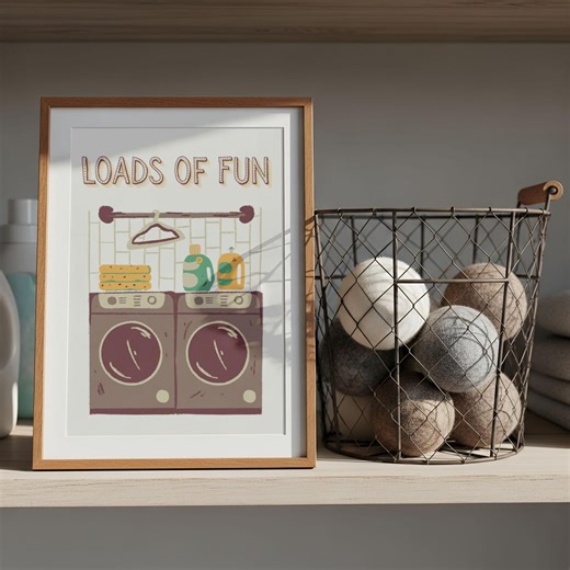 Loads of Fun Humorous Laundry Room Wall Art Print, Funny Quote Poster, Fun Home Decor, Retro Laundry Sign, Printable Digital Design - Etsy