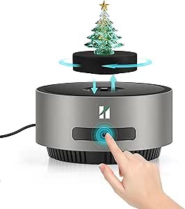 Huanyu Automatic Lifting Lowering Levitating Display 360° Rotating Stage Magnetic Levitation Display Stand Antigravity Floating Automatic Rotation Magnetic Levitating Decor (Load 400g Grey)