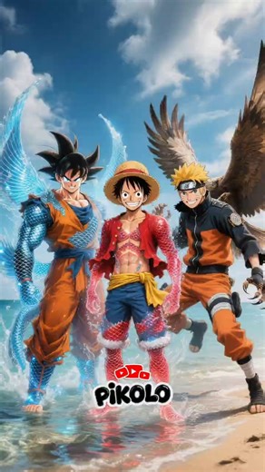 Naruto, Luffy and Son-Goku Stranded on an island