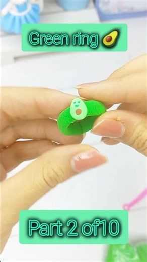 Kawaii Clay Rings 🥑💚 #shorts #diy #green #craft #ring #cute