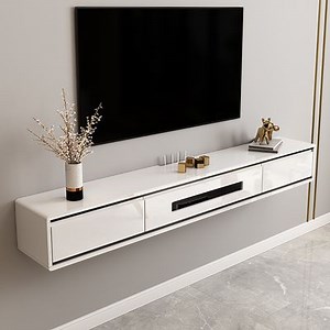 1800mm White TV Stand Unit Postmodern Minimalist Floating Media Console with Storage｜Homary