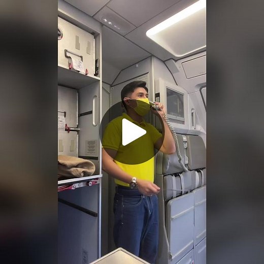 Safety Announcement by Cabin Crew - Live Demo