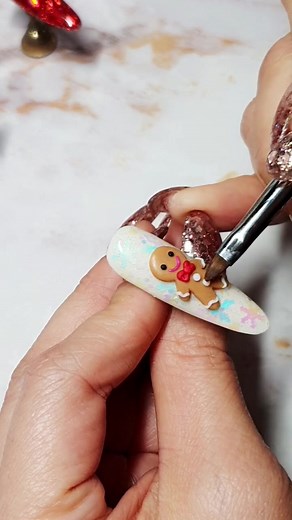 3D Gingerbread Man Nail Art Tutorial