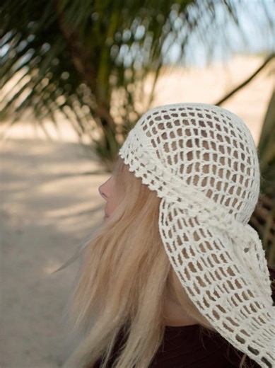 Crochet Mesh Bandana, Boho Head Scarf, Summer Hair Wrap, Lightweight Head Covering, Festival Headwear, Tie Back Kerchief - Etsy