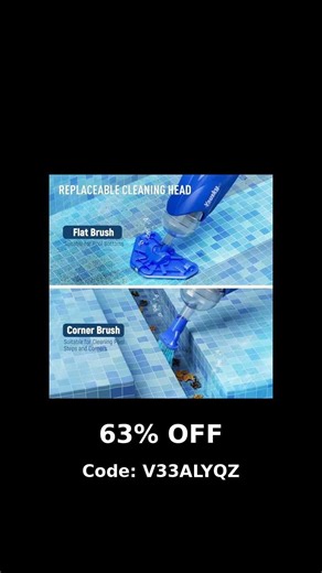 Cordless Pool Vacuum for Above Ground & Inground Pools, 18.5GPM Suction with 2 Brush Heads for…