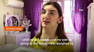 The world's tallest woman Rumeysa Gelgi cast her vote in Turkey's presidential election, saying she was happy to be able to vote from home since she could not travel to the polling station. | Reuters