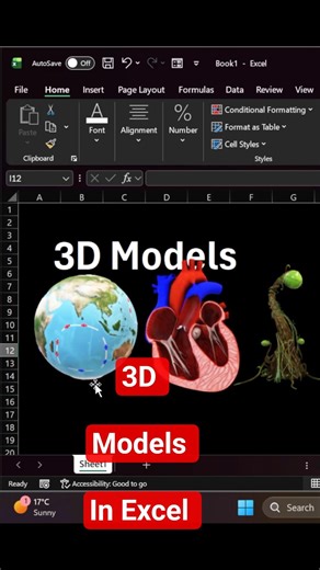 Insert 3D Model in Excel 🤯 | Excel Hidden Feature #excel #exceltips #exceltricks #microsoftexcel