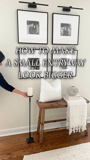✨Make Your Small Entryway Look Bigger on a Budget!✨⁠ ⁠ Looking for easy ways to transform a tiny entryway into a welcoming space? Here are a few affordable and stylish tips to make your space feel larger without breaking the bank:⁠ ⁠ 1. Tall Candle Holders 🕯️: Add height and elegance with tall candle holders like our Extra Tall Cast Iron Candle Holders. They draw the eye upward, creating the illusion of a taller room! Bonus: Use LED candles for a soft, welcoming glow.⁠ ⁠ 2. Narrow Bench 🪑: A s