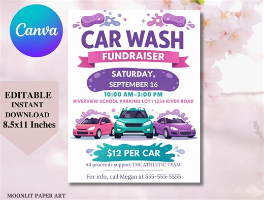 Editable Car Wash Fundraiser Flyer Template: School Fundraising (digital Download) - Etsy