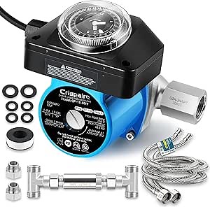 Instant Hot Water Recirculating Pump Kit with 304 Stainless Steel Bypass Valve for Tank Water Heaters Includes All Installation Components, And 20-Inch PEX Supply Lines for Potable Water