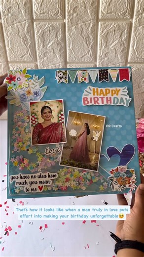 Scrapbooks | Hampers | DIY | PR Crafts | on Instagram: "It’s your wife’s 1st birthday after marriage and you want to make it the most memorable one👉🏻👈🏻.. Follow @pr_crafts_ for more 🎁…. #prcrafts❤ #pyramidbox #pyramidalbum #popupcubes #customisedgifts #customisedchocolates #trending #explore #giftforwife #birthdaygiftforwife #birthdaygiftideas"