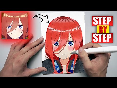 How to Draw MIKU NAKANO - Gotoubun no Hanayome step by step
