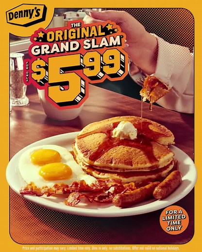 134K views · 654 reactions | Next up to bat the return of the Original Grand Slam for a price that hits it out of the park. Don't wait for the final inning! | Denny's | Facebook
