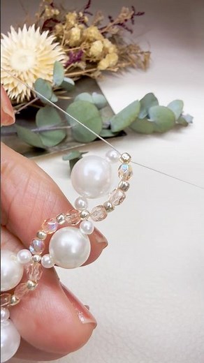 Easy Bracelet🤍 #ビーズアクセサリー #ビーズブレスレット #diy #簡単ハンドメイド #初心者向け#パールアクセサリー