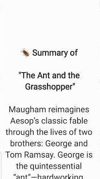 The Ant and the Grasshopper Summary