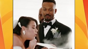 After dating 15 years, bride jokingly blows dust off vows at wedding