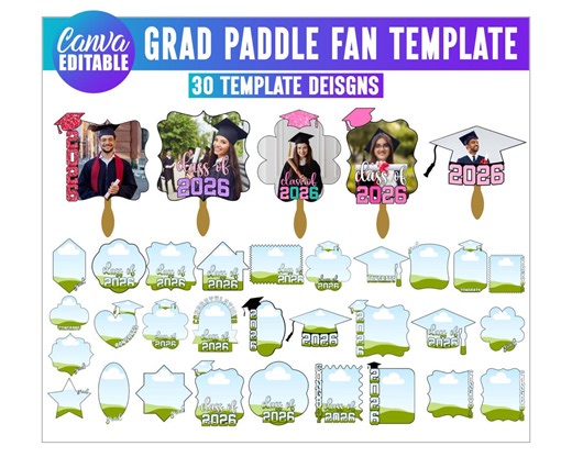 30 Graduation Fan 2026 Template, Custom Grad Fan, Grad Paddle Fan Template, Custom Grad Fan, Graduation Fan 2026, Graduation Cake - Etsy