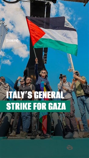 [comra] on Instagram: "Millions of people took to the streets across Italy as part of a nationwide general strike in solidarity with Gaza. Protesters rallied in support of Global Sumud Flotilla members detained by Israel and called for an end to all ties with Israel. From north to south, demonstrators blocked major infrastructure, including ports, airports, highways, and train stations. Over 100 cities took part in the strike, which was met with a heavy police presence. Several protests were met