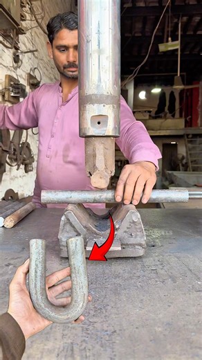 How Solid Steel Rod Turns into a Perfect U~Shape 🤯 #bending #shortsfeed