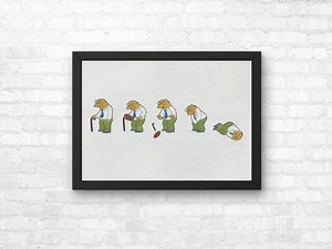 The Simpsons Hans Moleman Man Getting Hit by Football Print, Poster Watercolor Illustration Wall Art | A5 A4 A3 - Etsy