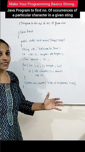 Java Program To Find The Number Of Occurrences Of a Character In a String #shorts #youtubeshorts