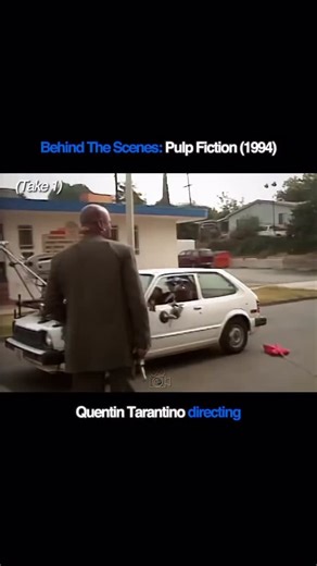 Guerilla Filmmakers on Instagram: "Behind the scenes of Pulp Fiction (1994) actor Bruce Willis comes to a halt as legendary director Quentin Tarantino interviews him after a take of the infamous car scene just before Bruce’s character (Butch) runs over Ving Rahm’s character (Marsellus Wallace) with the vehicle. The two share laughs then Willis asks if Tarantino would like another take. Tarantino agrees but before letting Willis setup back up he gives him notes regarding a bit more of a smooth an