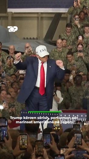 56K views · 419 reactions | Presidenti i Shteteve të Bashkuara, Donald Trump, vizitoi të martën aeroplanmbajtësen USS George Washington, ku u prit nga marinsat dhe personeli i Marinës Amerikane në Japoni. Gjatë vizitës, Trump mbajti një fjalim përpara trupave, duke theksuar rëndësinë e prezencës amerikane në rajonin e Azisë. Në fund të fjalimit, ai surprizoi të pranishmit duke kryer vallëzimin e njohur të YMCA-së. | Top Channel | Facebook
