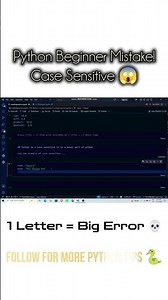 Python Case Sensitive Explained in 30 Seconds 😱 #PythonProgramming #LearnPython #PythonTutorial#tech