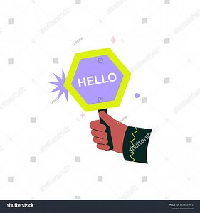 Hand Holding Hexagonal Sign Text Hello Stock Vector (Royalty Free) 2538253471 | Shutterstock