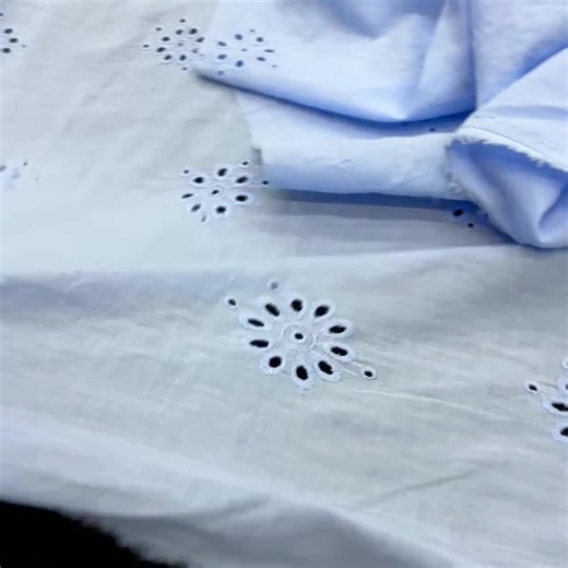 Light Blue Floral Eyelet Fabric: 100% Cotton Embroidered Dress Fabric - Etsy