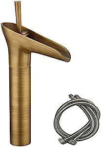 Antique Brass Waterfall Faucet Bathroom Single Handle Lavatory Vanity Mixer Bar Tap