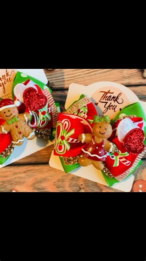 Gingerbread Cookies Inspired Christmas Hair Bow Piggy Set.♥️ | Blissful Creations by Erica