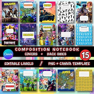 15 Videogame Composition Notebook Covers Bundle, Printable Back to School, Canva Template, Custom Composition Book Cover, Instant Download - Etsy