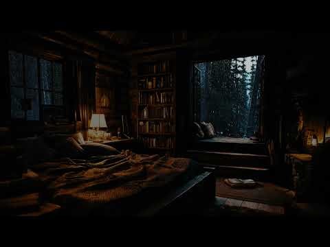 Dark Gothic Castle Amid Thunderstorm | Heavy Rain and Winds Lash Ancient Windows in the Night