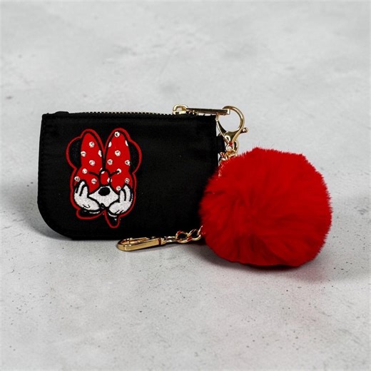 Minnie Mouse Keychain Card Holder With Swarovski Crystals - Zipper Pouch With Lobster Claw - Etsy