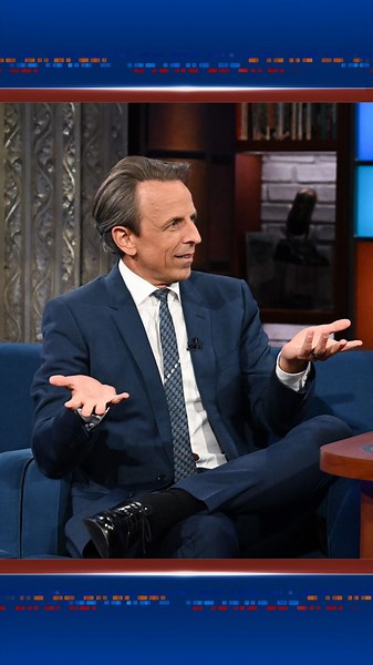 The Late Show on Instagram: "@SethMeyers shares why talk show hosts have a leg up on their guests. #Colbert"