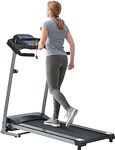 Folding Treadmill with Manual Incline, 1.5 HP Electric Walking Running Machine Compact Fitness Home Gym Equipment, 6.5 MPH Max Speed, 12 Preset Programs, LED Display and Phone Bottle Holder