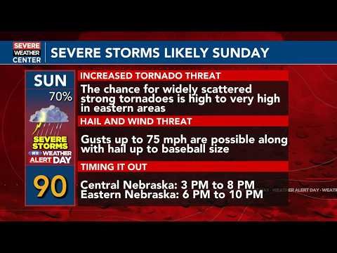SEVERE WEATHER: Severe storms expected Nebraska | Severe Thunderstorm Watch until 11 PM Sunday
