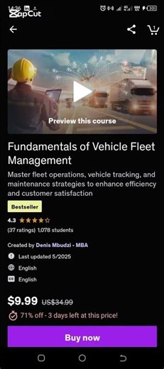 🚀 My course Fundamentals of Vehicle Fleet Management is now a BEST SELLER on Udemy!