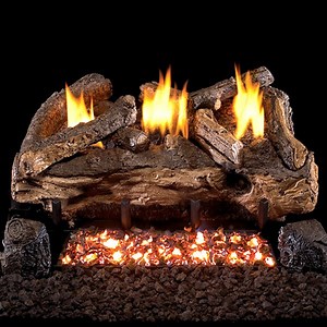 Peterson Real Fyre Evening Fyre Split Ventless Refractory Gas Log Set | Woodland Direct