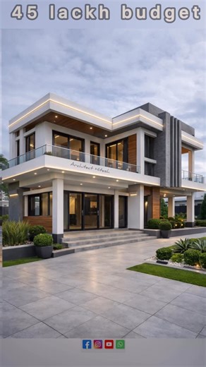 Architect Hitesh (sunny) on Instagram: "Ultra Modern Luxury House Design | White & Grey Elevation with Wooden Finish | Dream Home 🏡 #virals #explorepage✨ #trend"