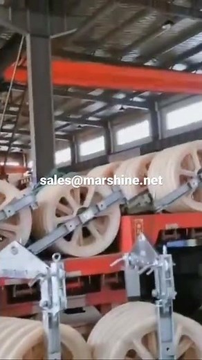 Large diameter stringing blocks For transmission line #electricpower #transmission #tower #pulley