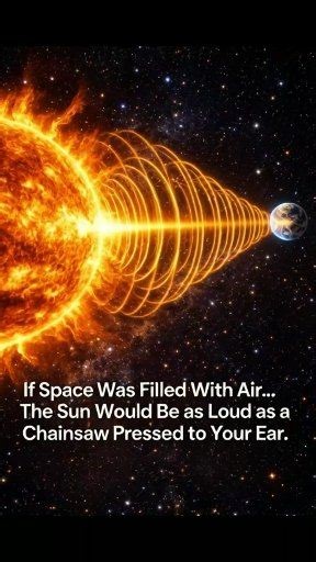 We often think of the Sun as calm and silent, but in reality, it is a constant nuclear explosion. The reason we don’t hear it is simple: sound can only travel through air, and space is a vacuum. If the vast distance between Earth and the Sun—about 93 million miles—were filled with air, the noise from the Sun’s turbulent surface would travel all the way to our planet. Even after crossing that enormous distance, the sound would still be incredibly loud, reaching about 100 to 125 decibels. That’s s